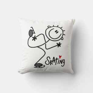 Eenvoudige Stick Figure IJsschaatsen T-shirts en C Kussen