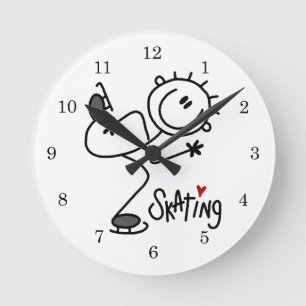 Eenvoudige Stick Figure IJsschaatsen T-shirts en C Ronde Klok