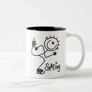 Eenvoudige Stick Figure IJsschaatsen T-shirts en C Tweekleurige Koffiemok