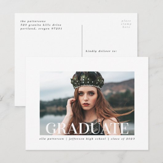 Eenvoudige stijl | Aankondiging foto-Afstuderen (Voorkant / Achterkant)