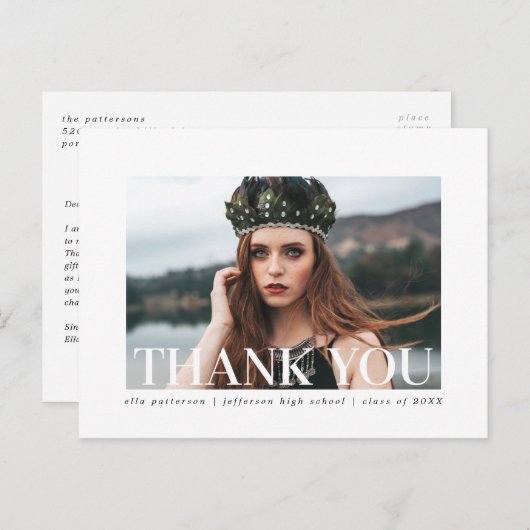 Eenvoudige stijl foto Afstuderen dank u Briefkaart (Voorkant / Achterkant)