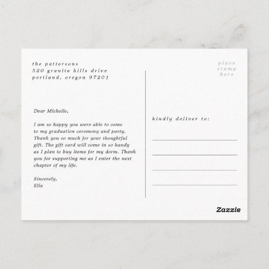 Eenvoudige stijl foto Afstuderen dank u Briefkaart (Achterkant)