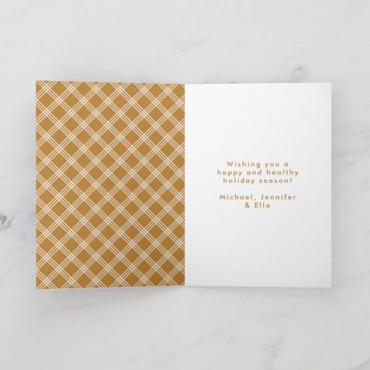 Eenvoudige Stijl Goud Vrolijk Kerstmis 2 Foto Feestdagen Kaart (Binnen)