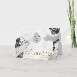 Eenvoudige Stijl Goud Vrolijk Kerstmis 2 Foto Feestdagen Kaart
