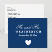 Eenvoudige stijl meneer en mevrouw trouwdata B07 Aankondigingskaart (Voorkant / Achterkant)