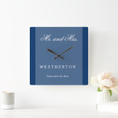 Eenvoudige stijl Mr en Mrs Wedding Names en Date A Vierkante Klok (Huis)