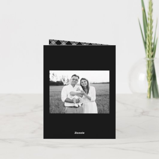 Eenvoudige Stijl Zwart Vrolijk Kerstmis 2 Foto Feestdagen Kaart (Achterkant)