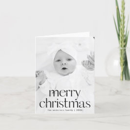 Eenvoudige Stijl Zwart Vrolijk Kerstmis 2 Foto Feestdagen Kaart