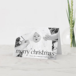 Eenvoudige Stijl Zwart Vrolijk Kerstmis 2 Foto Feestdagen Kaart