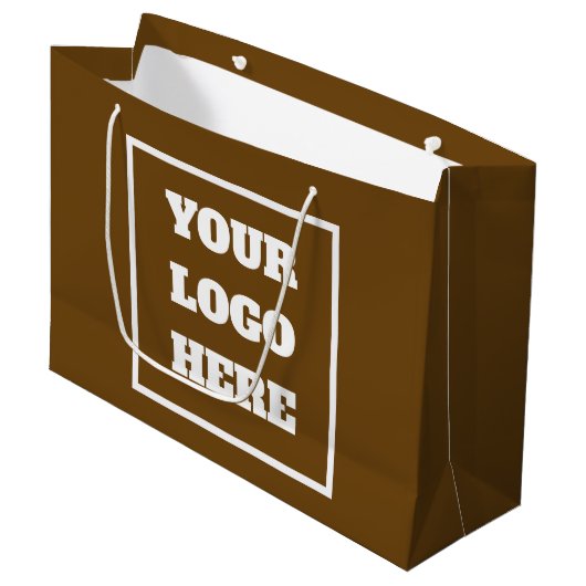 EENVOUDIGE STIJLVOLE AANGEPASTE LOGO MODERNE BRUIN GROOT CADEAUZAKJE (Voorkant Gekanteld)