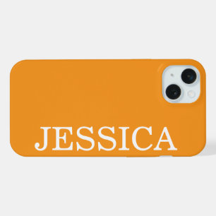 EENVOUDIGE STIJLVOLE AANGEPASTE NAAM MODERNE ORANJ iPhone 15 PLUS CASE