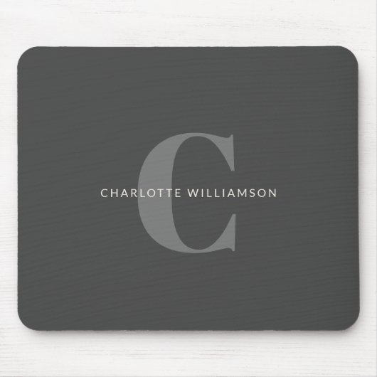 Eenvoudige stijlvolle afbeelding naam zwart en gri muismat (Voorkant)