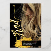 Eenvoudige stijlvolle Afstuderen foto moderne aank Folie Uitnodiging (Voorkant)