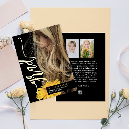 Eenvoudige stijlvolle Afstuderen foto moderne aank Folie Uitnodiging