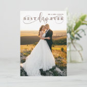 Eenvoudige stijlvolle beste dag ooit 2 foto bedankkaart (Staand voorkant)