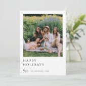 Eenvoudige stijlvolle bewerkbare aangepaste foto feestdagenkaart (Staand voorkant)