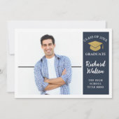 Eenvoudige stijlvolle blauwe & goudfotograaf kaart (Voorkant)