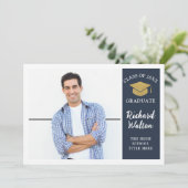 Eenvoudige stijlvolle blauwe & goudfotograaf kaart (Staand voorkant)