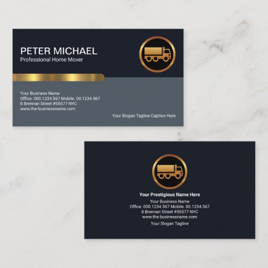 Eenvoudige stijlvolle blauwe lagen Gold Stripe Mod Visitekaartje (Voorkant / Achterkant)