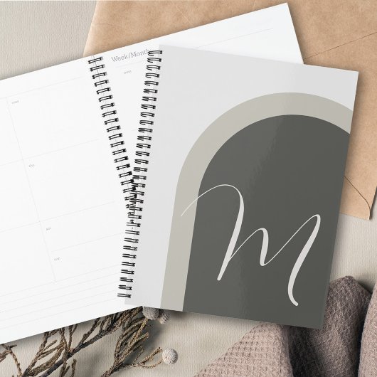 Eenvoudige stijlvolle boog met uw Monogram Initiaa Planner