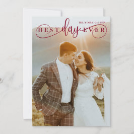 Eenvoudige stijlvolle Bourgogne Beste Dag Ooit 2 F Bedankkaart