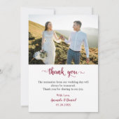 Eenvoudige stijlvolle Bourgogne Beste Dag Ooit 2 F Bedankkaart (Achterkant)