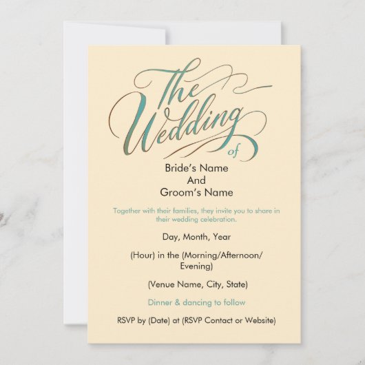 Eenvoudige Stijlvolle bruiloft - tijdloos en elega Kaart (Voorkant)