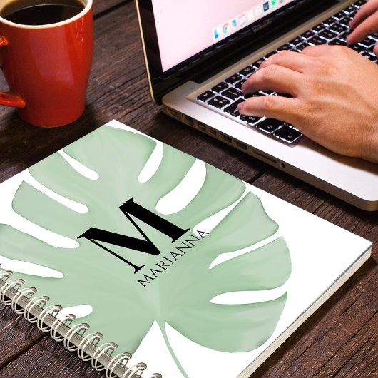 Eenvoudige stijlvolle chic tropische groene palmbl notitieboek