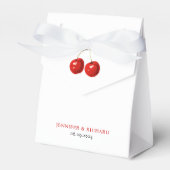 Eenvoudige stijlvolle elegante witte rode kersen b bedankdoosjes (Voorkant Zijde)