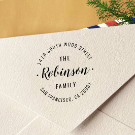 Eenvoudige stijlvolle familienaam rond retour adre  zelfinktende stempel
