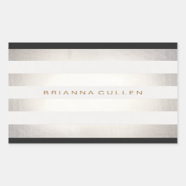 Eenvoudige stijlvolle FAUX Silver en White Striped Rechthoekige Sticker