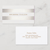 Eenvoudige stijlvolle FAUX Silver en White Striped Visitekaartje (Voorkant / Achterkant)
