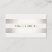 Eenvoudige stijlvolle FAUX Silver en White Striped Visitekaartje (Voorkant)