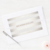 Eenvoudige stijlvolle FAUX Silver en White Stripes Rechthoekige Sticker (Envelop)