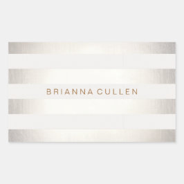 Eenvoudige stijlvolle FAUX Silver en White Stripes Rechthoekige Sticker