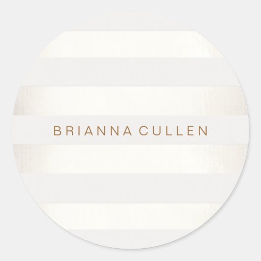 Eenvoudige stijlvolle FAUX Silver en White Stripes Ronde Sticker (Voorkant)