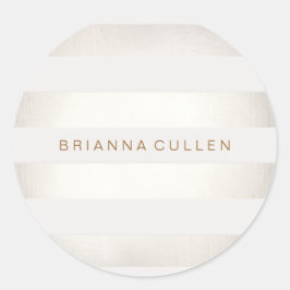 Eenvoudige stijlvolle FAUX Silver en White Stripes Ronde Sticker
