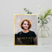 Eenvoudige stijlvolle foto gouden afstudeerfeest folie uitnodiging briefkaart (Staand Voorkant)