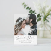 Eenvoudige stijlvolle foto Save the Date Wedding Uitnodiging Briefkaart (Staand voorkant)