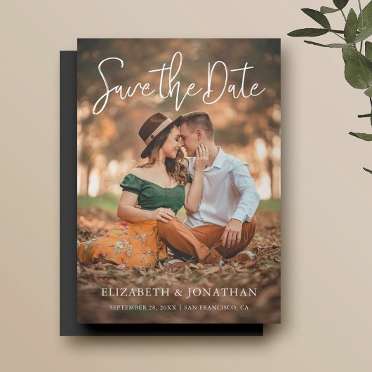 Eenvoudige Stijlvolle Foto Trouwen Save the Date Magnetische Uitnodiging