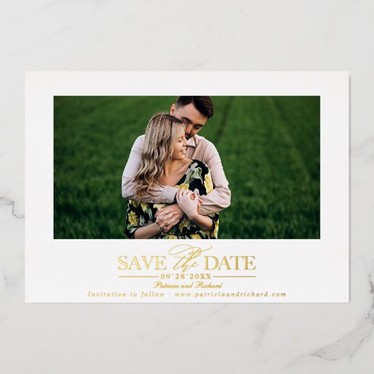 Eenvoudige stijlvolle foto trouwkaart uitnodiging (Voorkant)