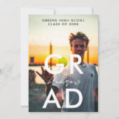 Eenvoudige, stijlvolle foto van zwart Afstuderen Aankondiging (Voorkant)