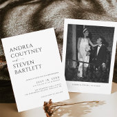 Eenvoudige stijlvolle foto zwart-wit bruiloft kaart