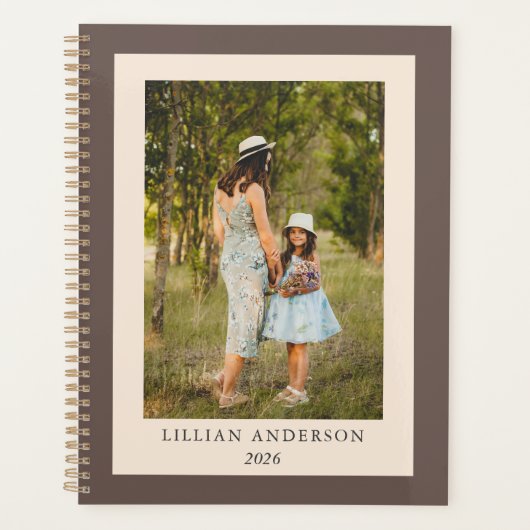 Eenvoudige stijlvolle gepersonaliseerde foto Boho  Planner (Voorkant)