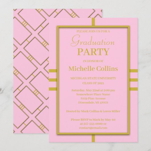 Eenvoudige, stijlvolle gouden rand kaart (Voorkant / Achterkant)