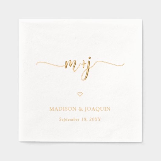 Eenvoudige Stijlvolle Initialen Moderne Monogramme Folie Servetten (Voorkant)