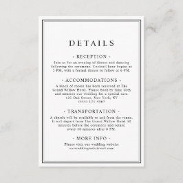 Eenvoudige Stijlvolle Klassieke Typografie Wedding Informatiekaartje