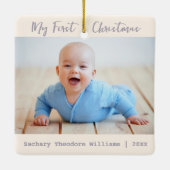 Eenvoudige stijlvolle minimalistische baby's eerst keramisch ornament (Achterkant)