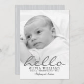 Eenvoudige, stijlvolle, moderne Hallo Baby geboort Aankondiging (Voorkant / Achterkant)