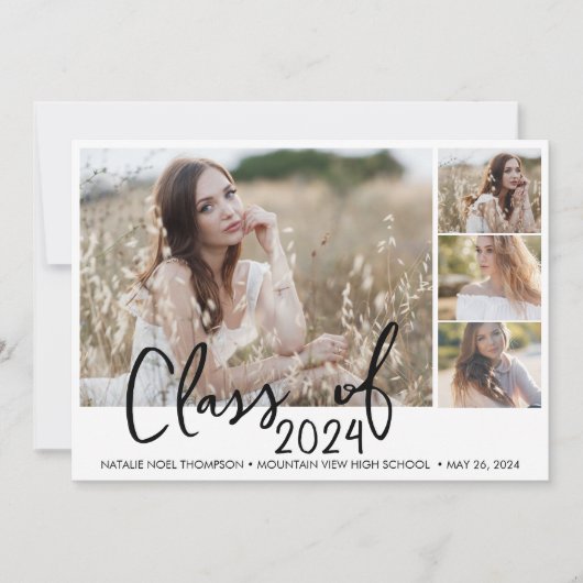 Eenvoudige Stijlvolle Moderne Klasse van 2024 Afst Kaart (Voorkant)